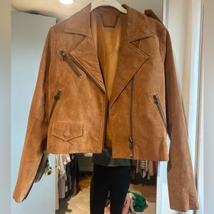 Camel suede moto jacket